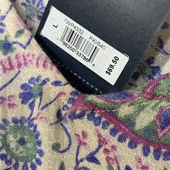 Lucky Brand Victoria Long Sleeve Baby Doll Flowy High/Low Hem Top Sz L NWT - Picture 3 of 15